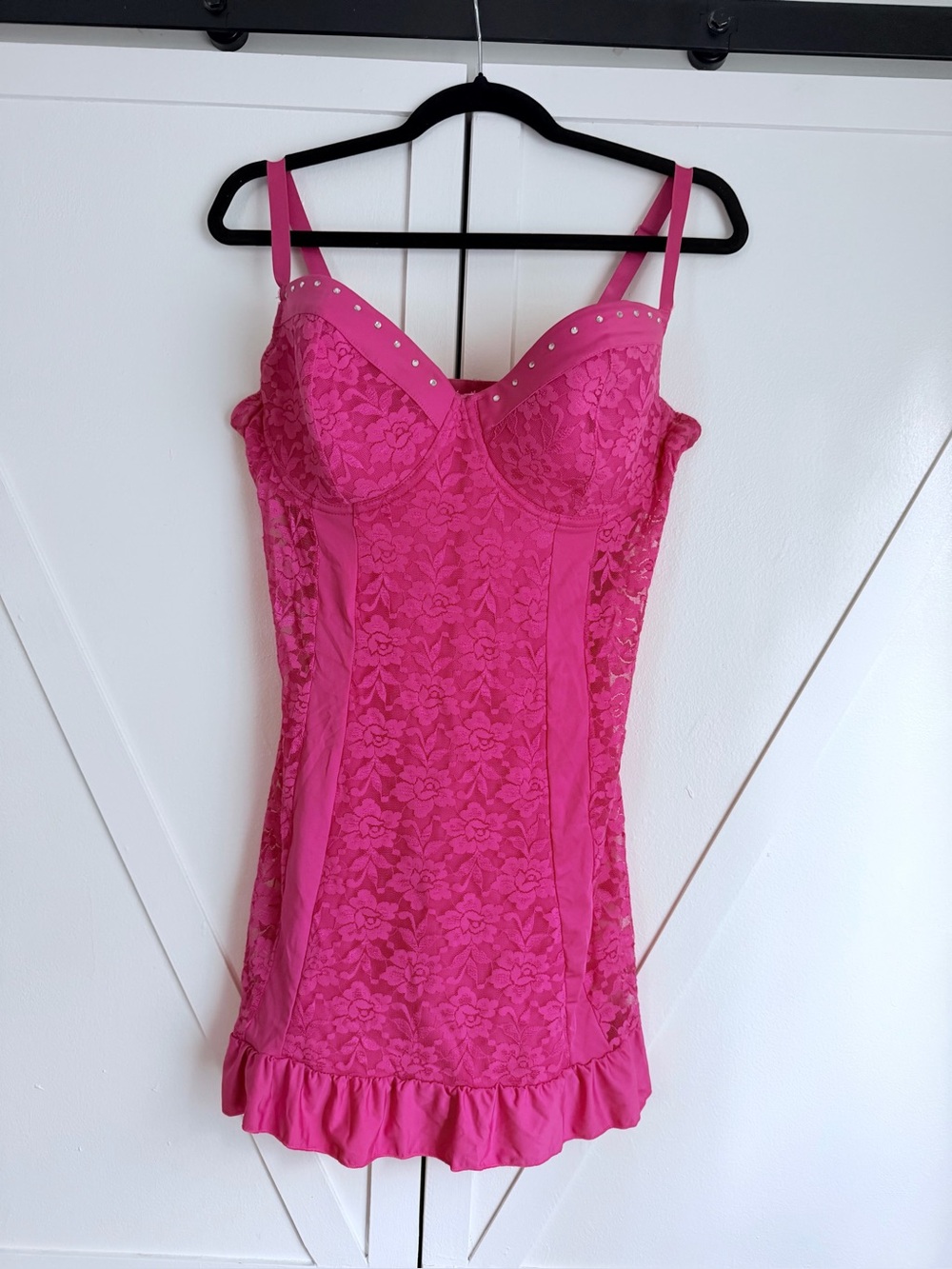 Delta Burke Hot Pink Lace Bustier Chemise